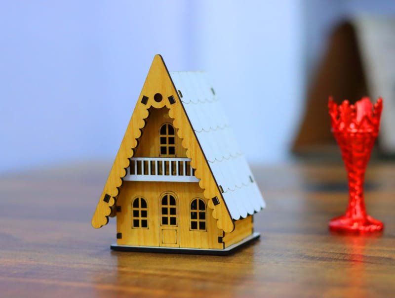 Laser Cut House Shaped Tealight Candle Holder