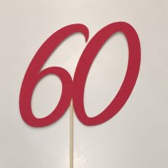 Laser Cut 60 Cake Topper for 60th Birthday Party or Anniversary