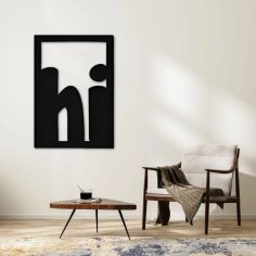Laser Cut Wooden Wall Art With Hi Word