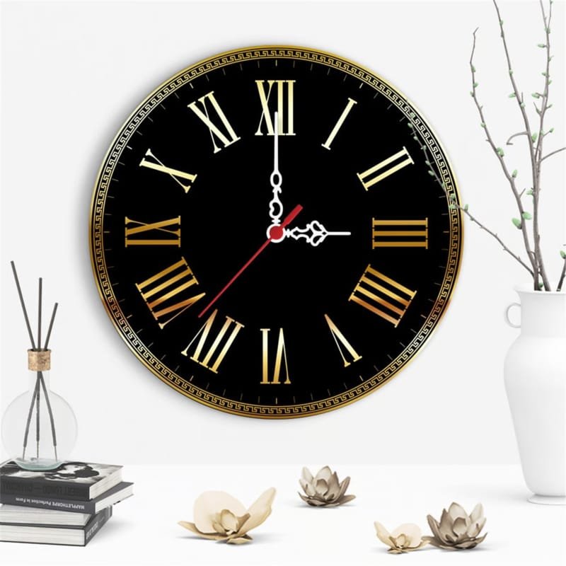 Laser Cut Decorative Wall Clock with Gold Dial Design
