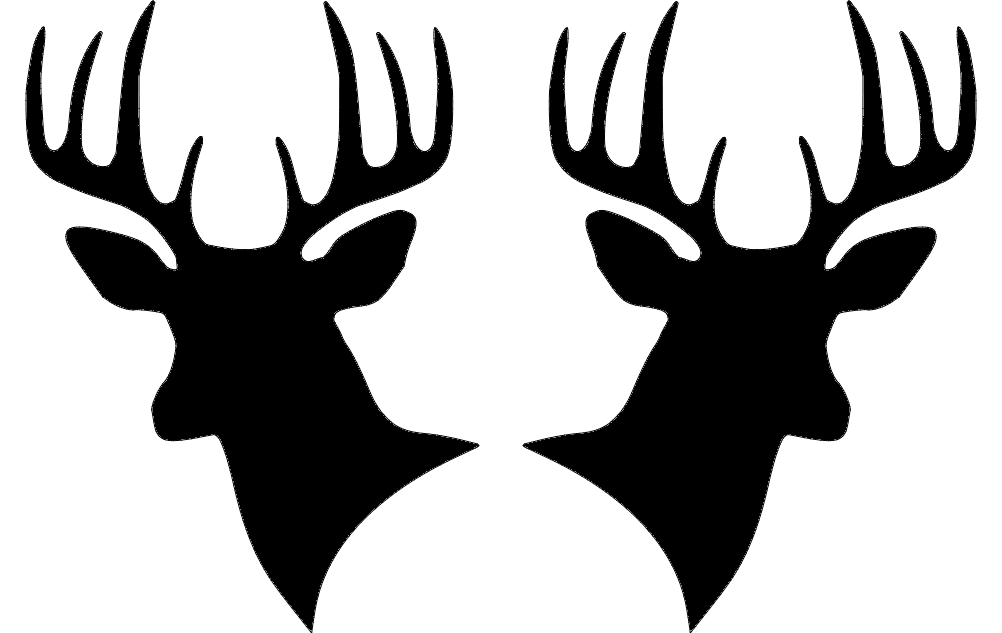 Download Two Deer Heads Silhouette dxf File Free Download - 3axis.co