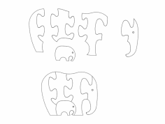 słoń (Quebra-cabeças de Elefante) dxf File