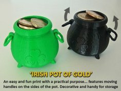 Irish Pot Of Gold 3D Printer Model