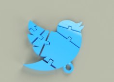 Articulated Twitter Keychain 3D Printer Model