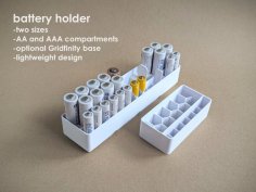 Battery Holder With Optional Gridfinity Base 3D Printer Model