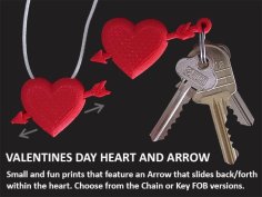 Valentines Day Heart With Moving Arrow 3D Printer Model