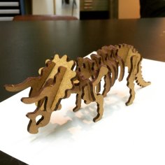 Laser Cut Triceratops 3D Puzzle DXF File