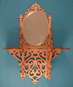 Patrón de sierra de calar con estante de espejo ovalado