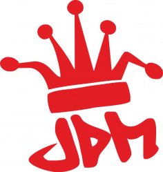 Vector de la etiqueta engomada del rey JDM
