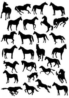 Horses Silhouette Vector Pack Free Vector
