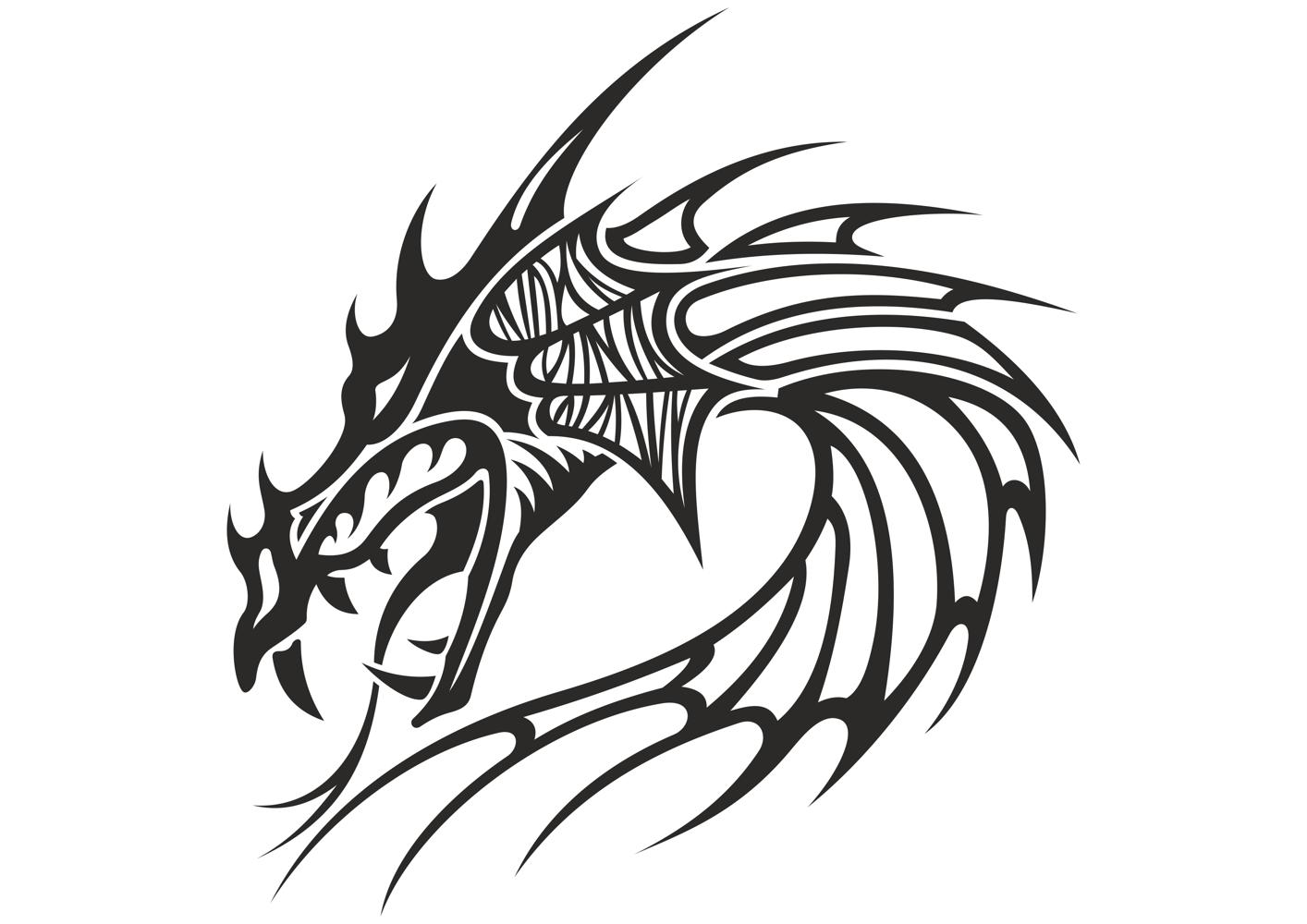 vector de tatuaje de cabeza de dragón chino