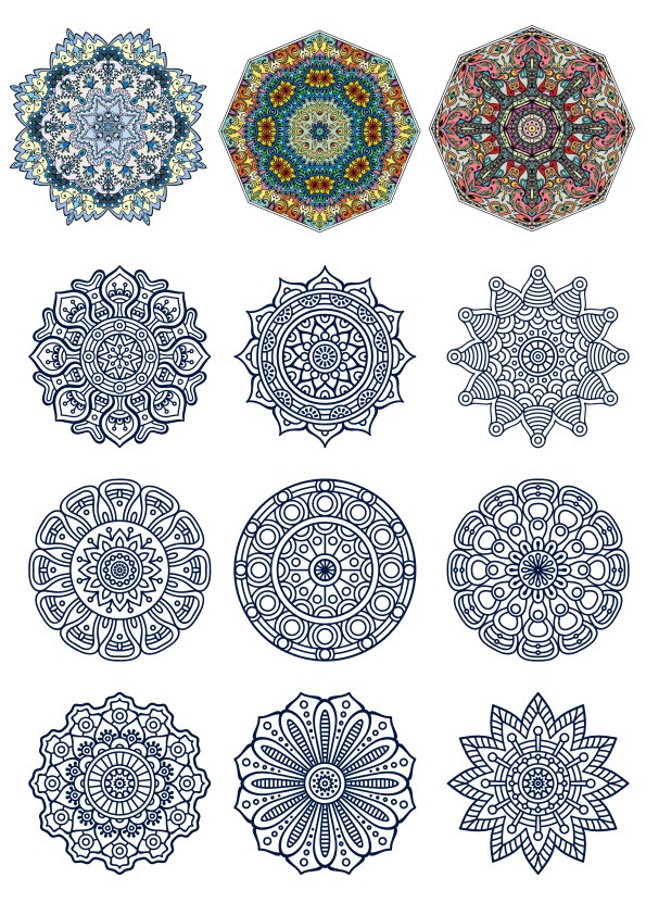 Conjunto de vectores de diseño ornamental decorativo
