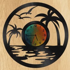Laser Cut Beach Wall Clock Free Vector