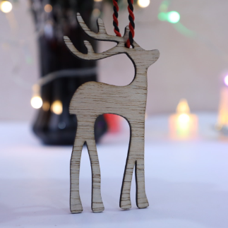 Laser Cut Wooden Reindeer Christmas Tree Ornament Free Vector
