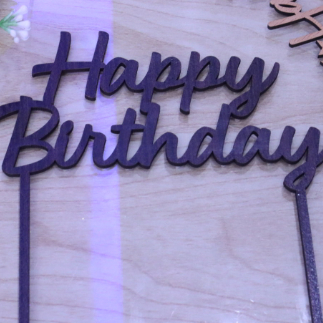 Laser Cut Cake Topper Happy Birthday Wooden Free Vector
