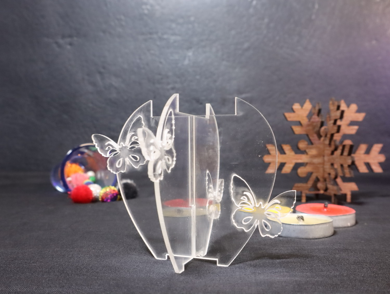 Laser Cut Butterfly Tealight Candle Holder Acrylic 3mm Free Vector