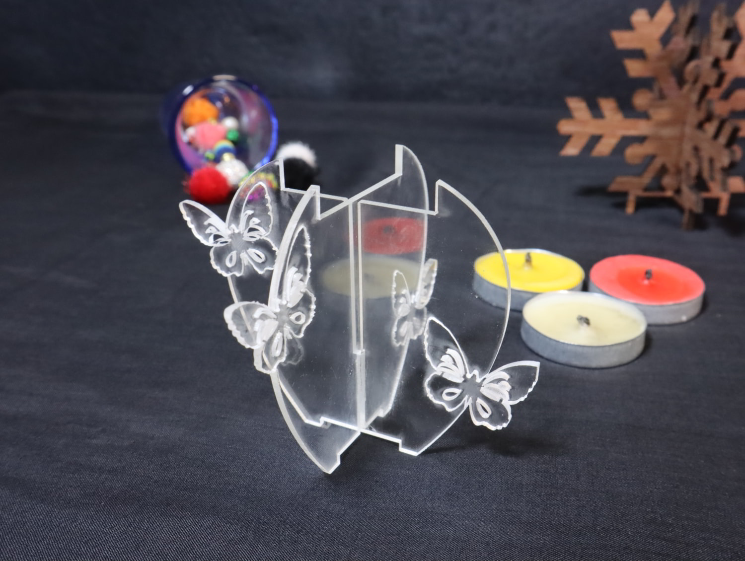 Laser Cut Butterfly Tealight Candle Holder Acrylic 3mm Free Vector