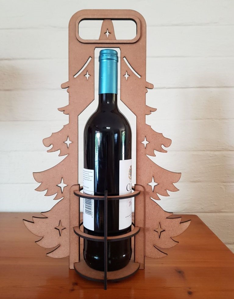 Laser Cut Christmas Wine Bottle Gift Bag DWG File