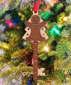 Laser Cut Gingerbread Man Christmas Tree Toy Free Vector