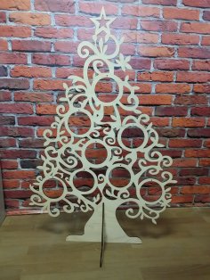 Лазерная резка деревянной столешницы Рождественская елка