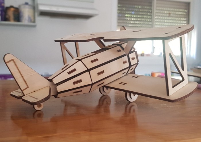 Laser Cut Biplane 3mm Plywood DXF File