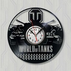 Orologio da parete in vinile World Of Tanks tagliato al laser
