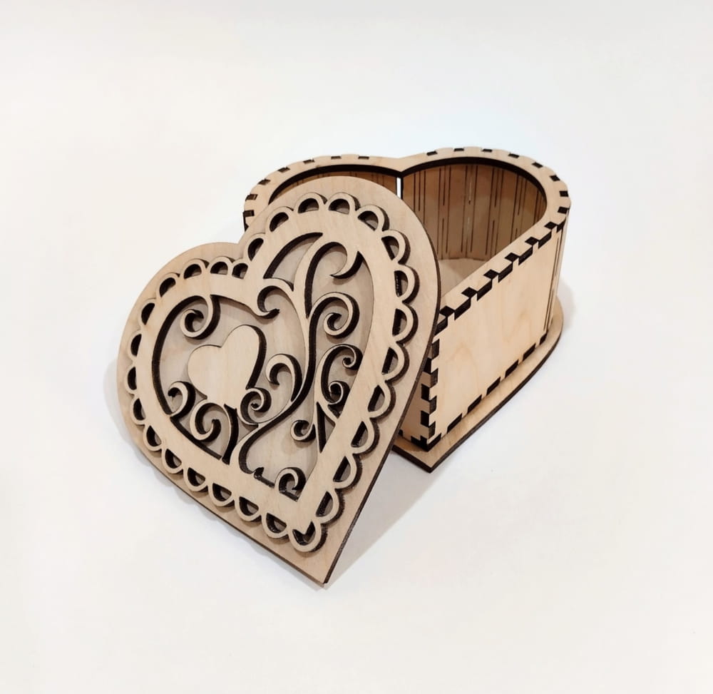 Laser Cut Wooden Heart Box With Lid Free Vector