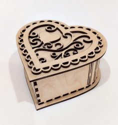 Laser Cut Wooden Heart Box With Lid Free Vector
