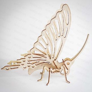 Laser Cut 3D Wooden Butterfly DXF File