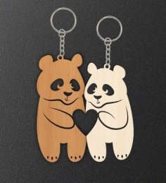 Laser Cut Panda Keychain Free Vector