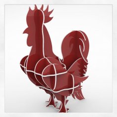 Laser Cut Rooster 3D Wooden Puzzle 16mm DXF File