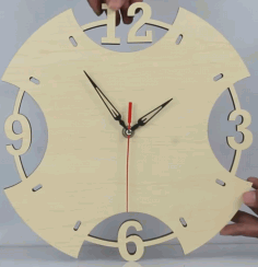 Laser Cut Elegant Wooden Wall Clock Free Vector