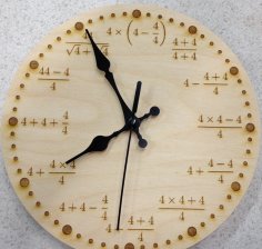 Laser Cut Wooden Four Fours Wall Clock Free Vector