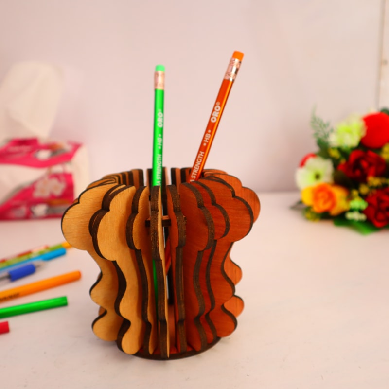 Laser Cut Pen Pencil Holder Plywood 4mm DXF File