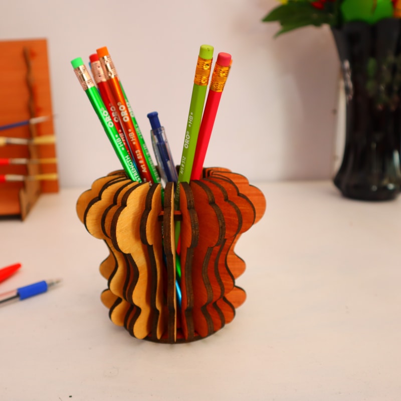 Laser Cut Pen Pencil Holder Plywood 4mm DXF File