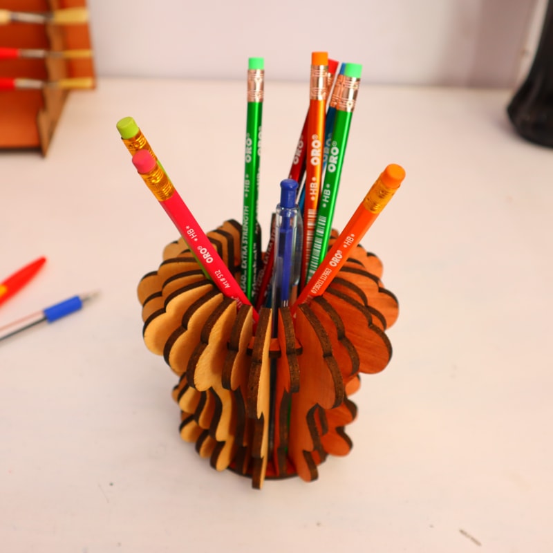 Laser Cut Pen Pencil Holder Plywood 4mm DXF File