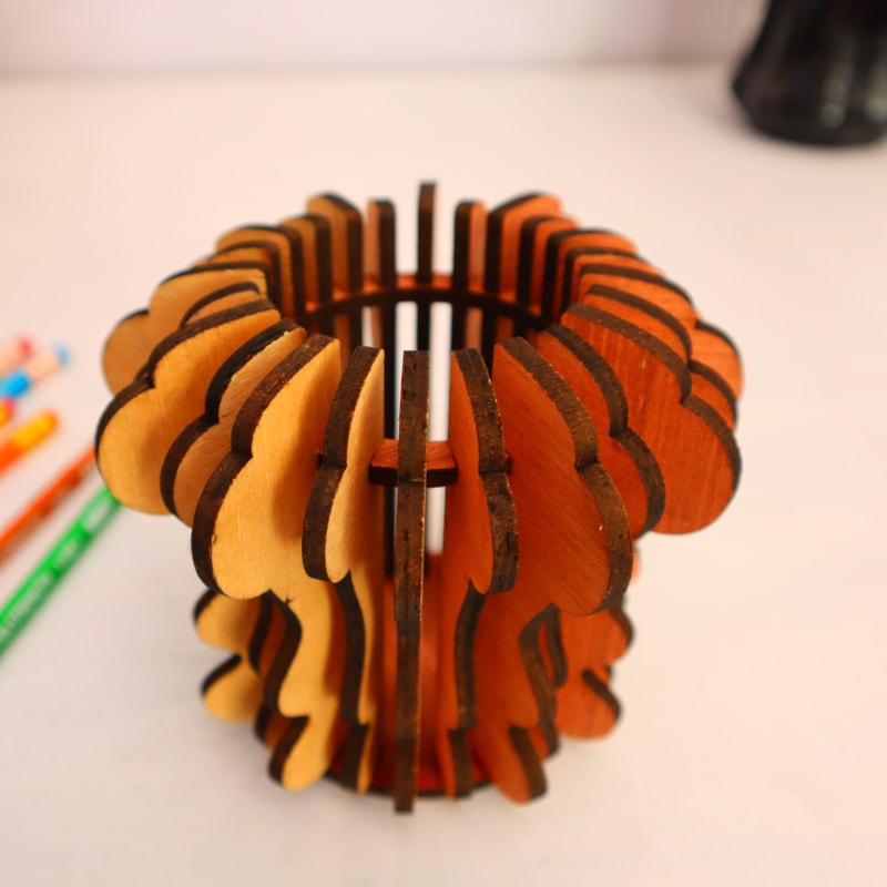 Laser Cut Pen Pencil Holder Plywood 4mm DXF File