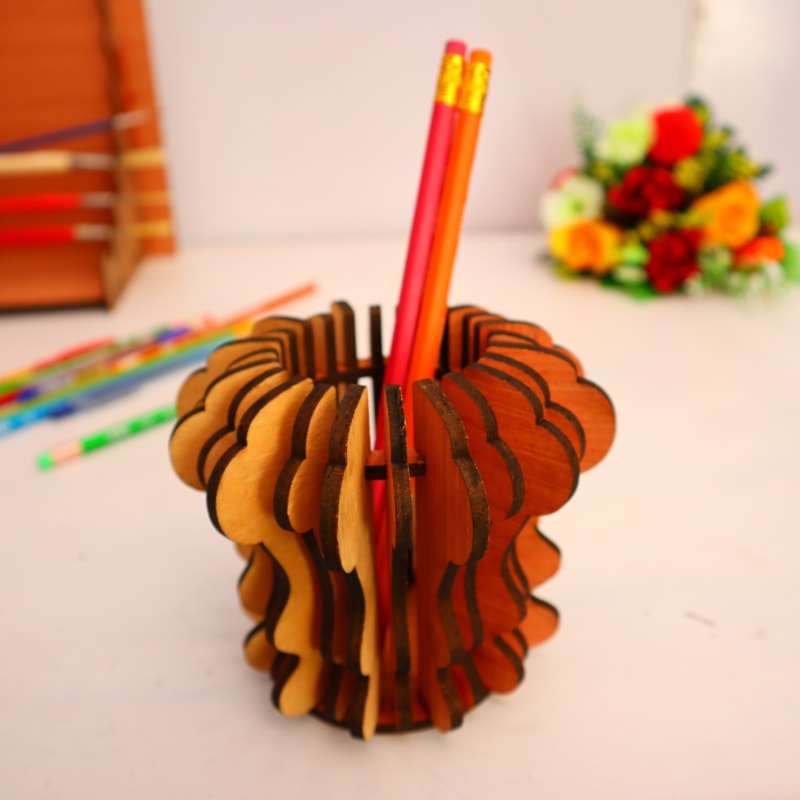 Laser Cut Pen Pencil Holder Plywood 4mm DXF File