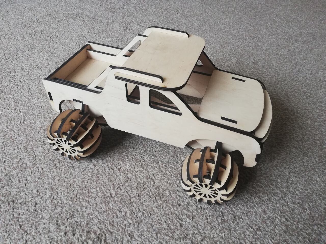 Laser Cut Wooden Toy Truck 3D Model Free Vector