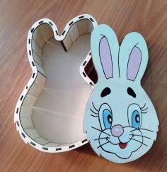 Laser Cut Wooden Bunny Gift Box Free Vector