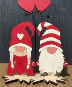 Couple de gnomes de Saint Valentin mignon découpé au laser