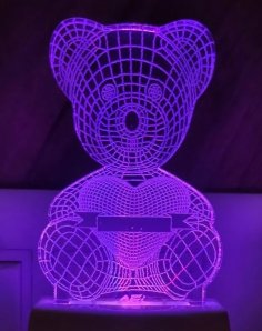 Lasergeschnittene Teddybär-Herz-3D-Illusionslampe