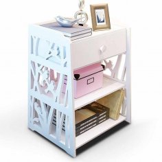 Laser Cut Shelf With Drawers Storage Cabinet Side Table Free Vector