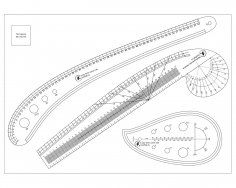 Laser Cut Sewing Ruler Tailor Set Free Vector