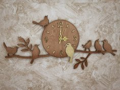 Laser Cut Birds On Branch Wall Clock Free Vector