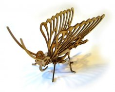 Laser Cut Wooden Butterfly 3D Puzzle DXF File