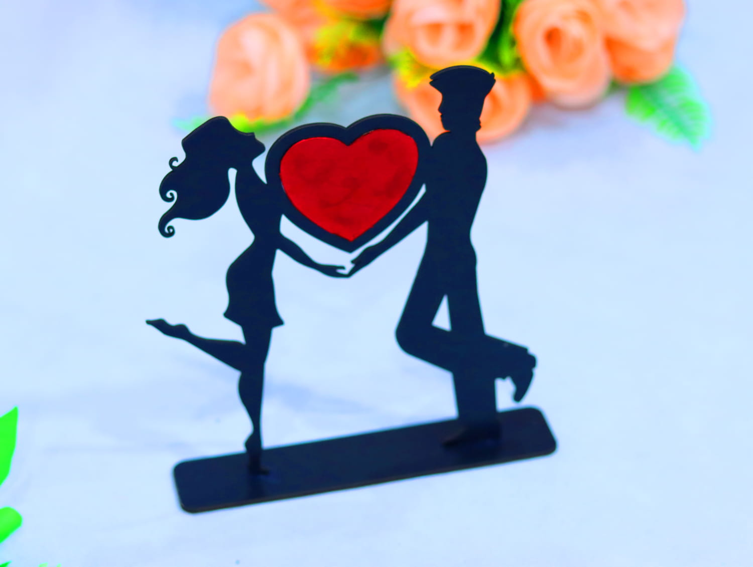 Laser Cut Romantic Love Couple Standing Valentine Day Decor Free Vector