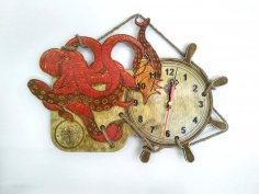 Laser Cut Octopus Wall Clock Free Vector