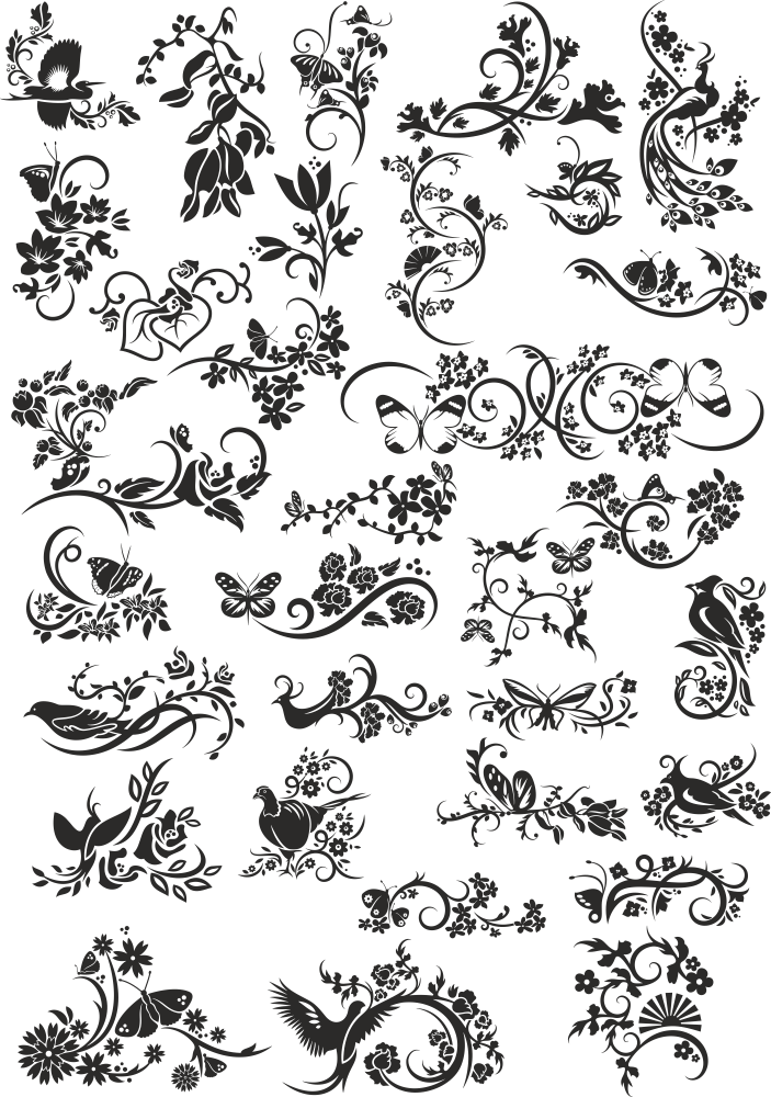 Flowers Decor Vector Collection Free Vector