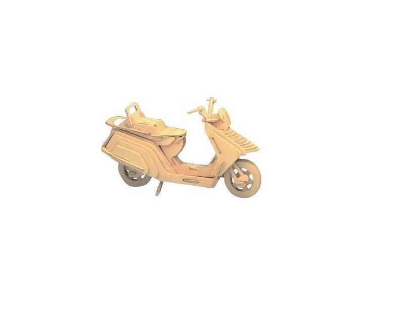 Laser Cut Lambretta Scooter Motorcycle 3D Puzzle Wooden Desktop Model Free Vector
